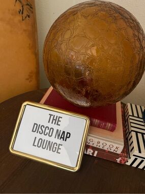 Vintage brass gold 5x7” disco nap lounge print inside